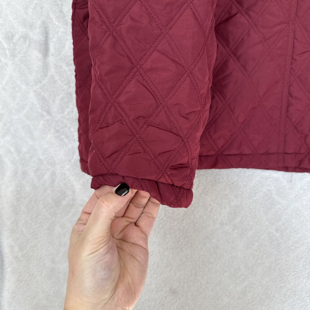 Croft & Barrow Barn Jacket Womens XL Burgundy Quilted Corduroy Collar Chore Coat - Picture 7 of 14
